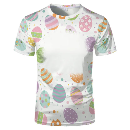 Rabbit Design Tshirt For Easter Cute Child-Parents Family Clothes Tee Tops Sublimation Blank  T-shirts For Heat Transfer Print