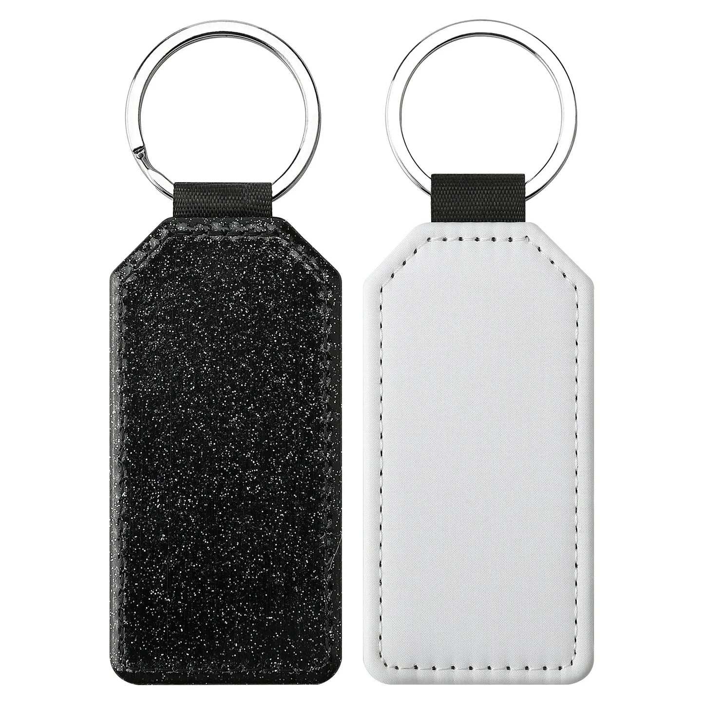 20pcs Sequin Keychain Sublimation Round&Heart&Squre Shapes PU Keychains Keyring DIY Craft Gift for Women Car Bag Accessaries