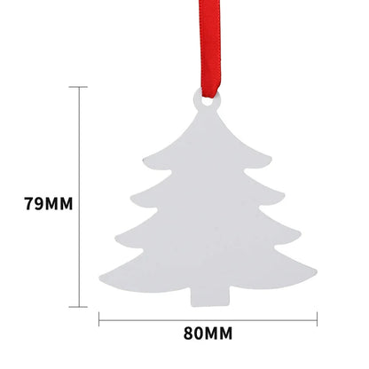 20pcs Sublimation Blank Snowflake Star Pendants Red Ribbon Design Xmas Tree Hanging Ornament For Custom Christmas New Year Gift