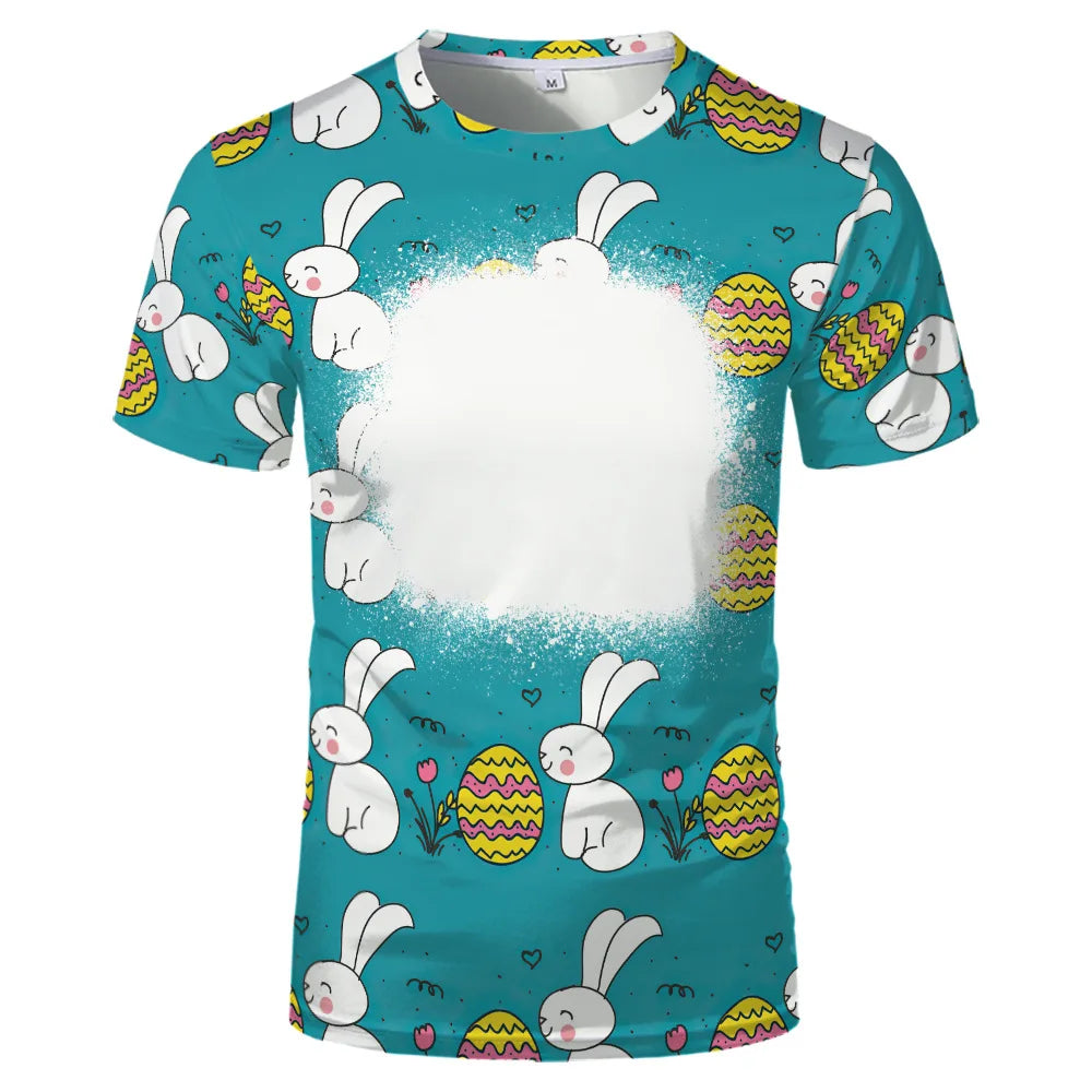 Rabbit Design Tshirt For Easter Cute Child-Parents Family Clothes Tee Tops Sublimation Blank  T-shirts For Heat Transfer Print
