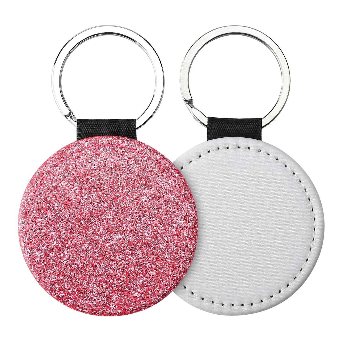 20pcs Sequin Keychain Sublimation Round&Heart&Squre Shapes PU Keychains Keyring DIY Craft Gift for Women Car Bag Accessaries