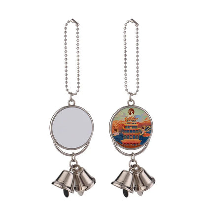10pcs Sublimation Blank  Tree Bell Kaychain Bell Shape Pendant Ornaments For Heat Transfer Print Creative Gift