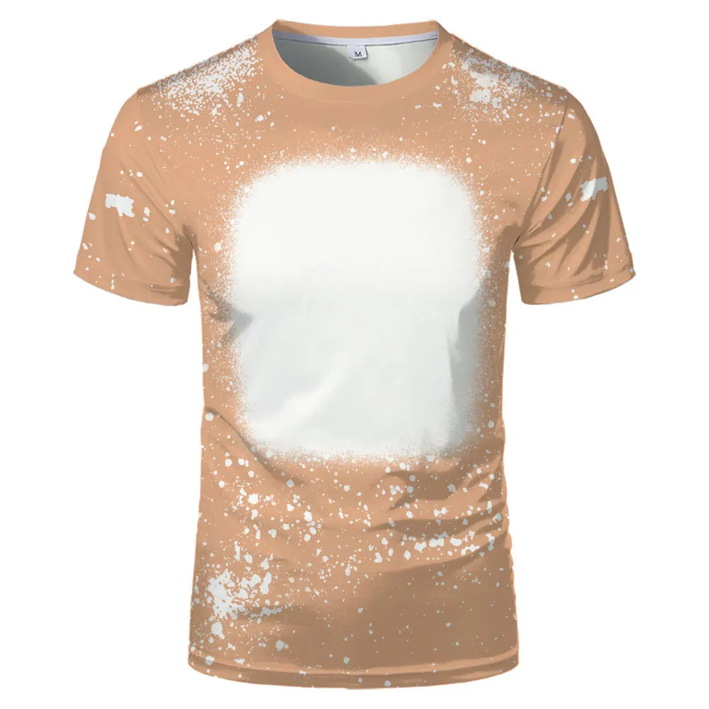 Polyester Tie-dye T-shirts Hip Hop Round Neck Short-Sleeve Sublimation Blank Top Tees for DIY Photo Or Logo
