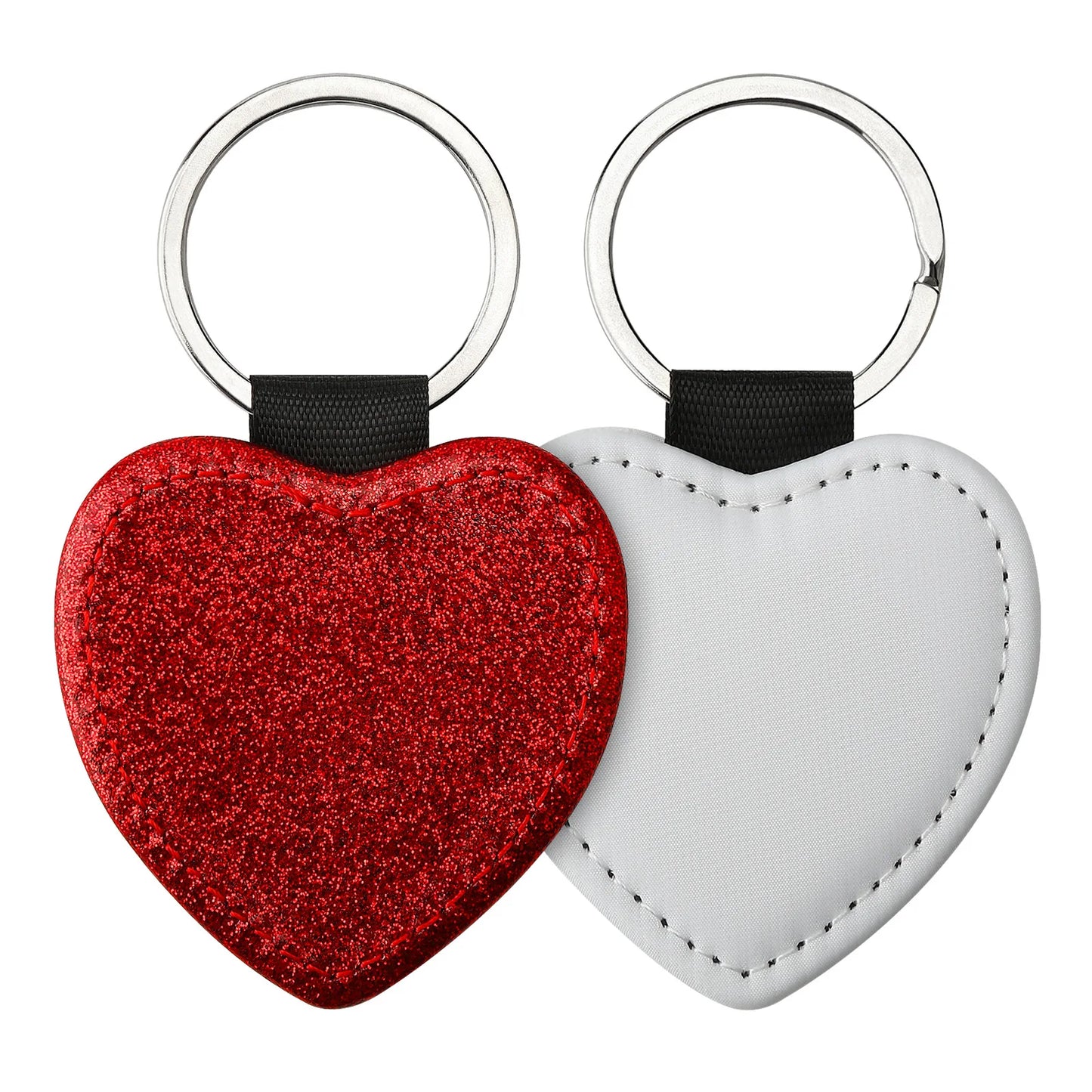 20pcs Sequin Keychain Sublimation Round&Heart&Squre Shapes PU Keychains Keyring DIY Craft Gift for Women Car Bag Accessaries
