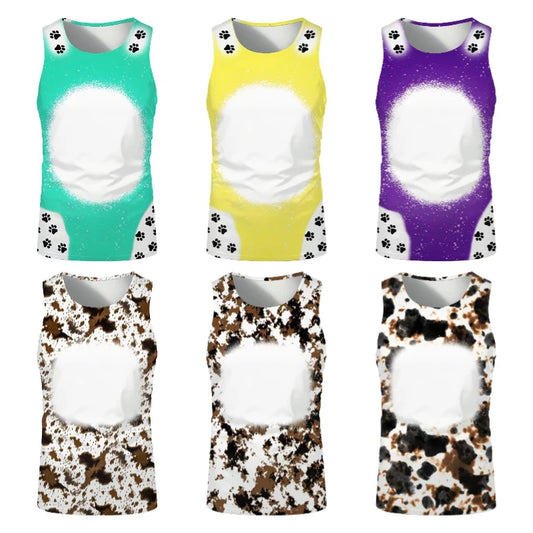 Fashion Underwaist Sublimation Blank Running Sleeveless Tshirts Tee Tops for Thermal Transfer Print Logo