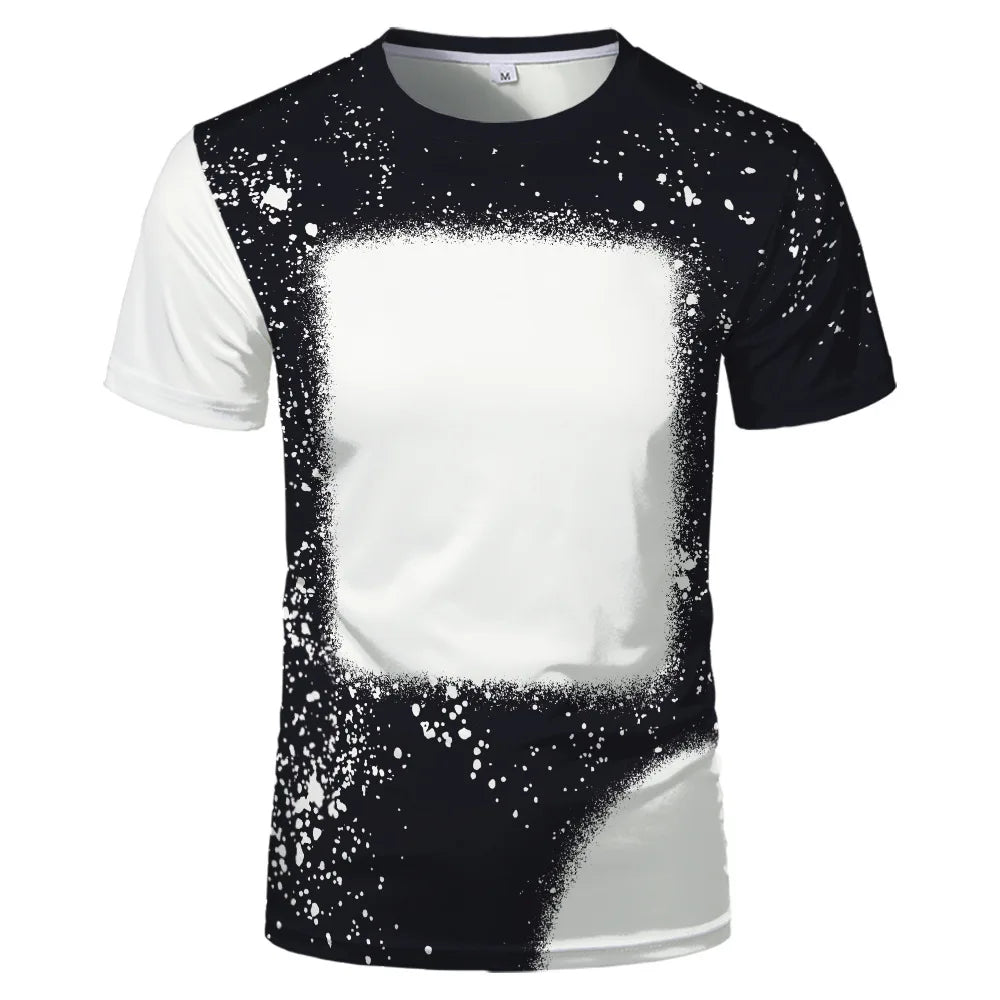 2023 Hot Sell Sublimation Blank Colorful Faux Bleached Polyester T-shirts Man Women Kids Casual Short Sleeve Summer Tops Tee