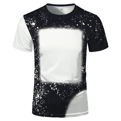 2023 Hot Sell Sublimation Blank Colorful Faux Bleached Polyester T-shirts Man Women Kids Casual Short Sleeve Summer Tops Tee