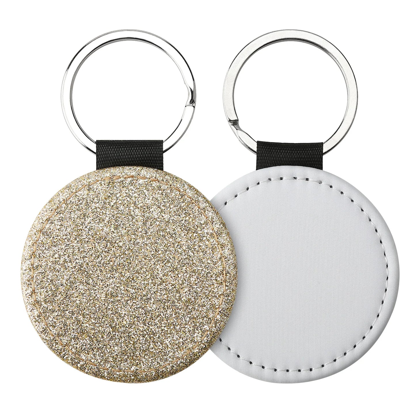 20pcs Sequin Keychain Sublimation Round&Heart&Squre Shapes PU Keychains Keyring DIY Craft Gift for Women Car Bag Accessaries