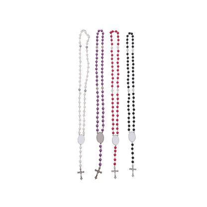 20pcs Rosary Necklace Sublimation Blanks Candy Color Beads Necklace Jewelry Creative Gift For Customize Valentine's Day Birthday etc.
