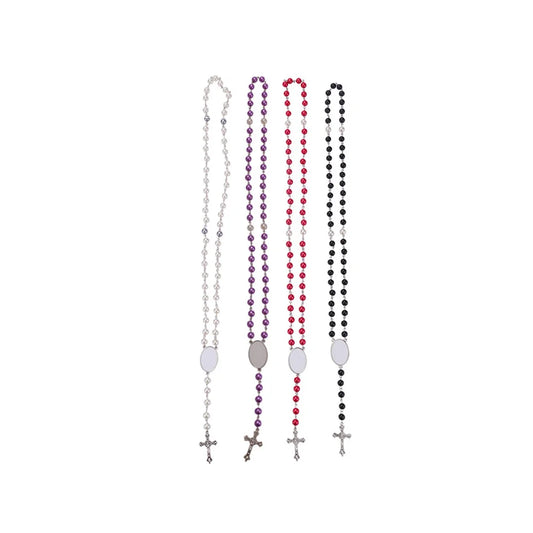 20pcs Rosary Necklace Sublimation Blanks Candy Color Beads Necklace Jewelry Creative Gift For Customize Valentine's Day Birthday etc.