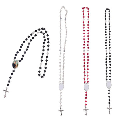 20pcs Rosary Necklace Sublimation Blanks Candy Color Beads Necklace Jewelry Creative Gift For Customize Valentine's Day Birthday etc.