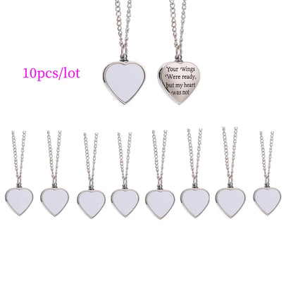 10pcs/lot Love Heart Pendant Necklace For Women Girls Gift Sublimation Blank Necklaces For Custom Anniversary Birthday Gifts