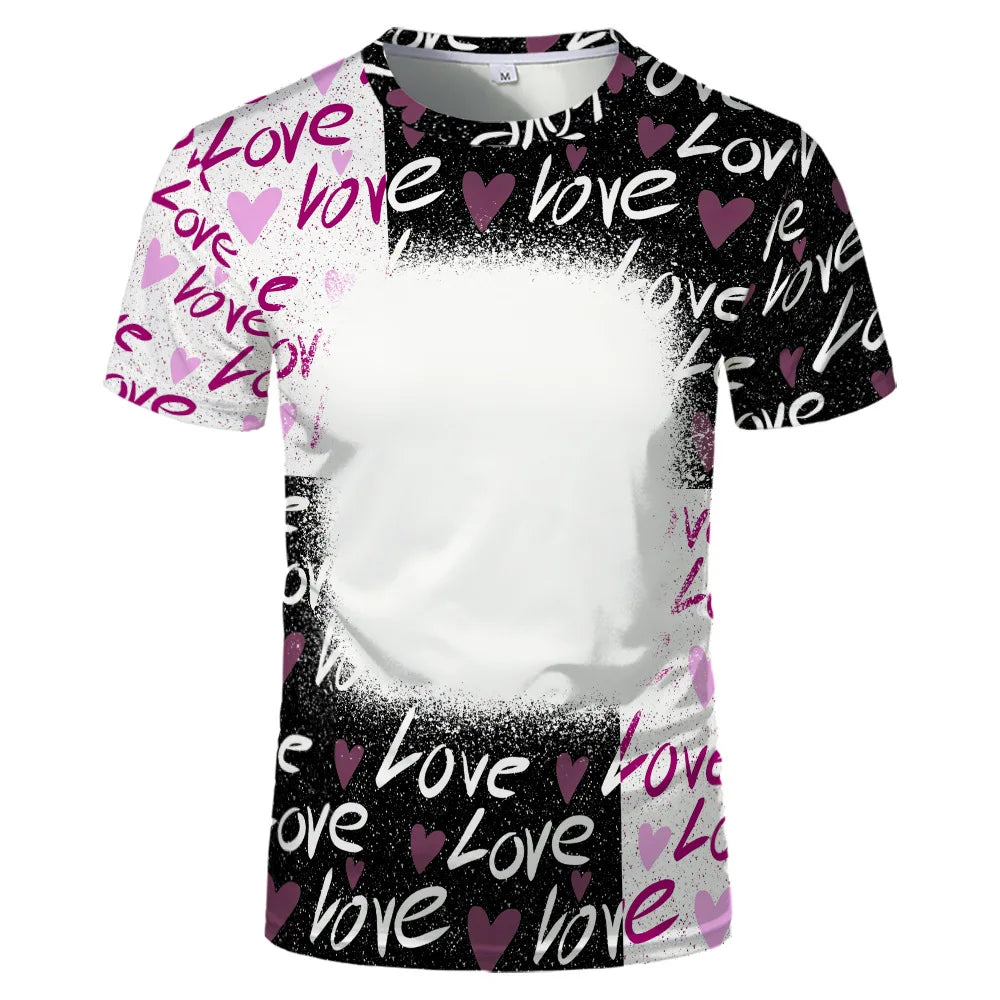 Lovers Fashion Love Summer Short Sleeve Thermal Sublimation Blank Print Love Element Crewneck T-shirt