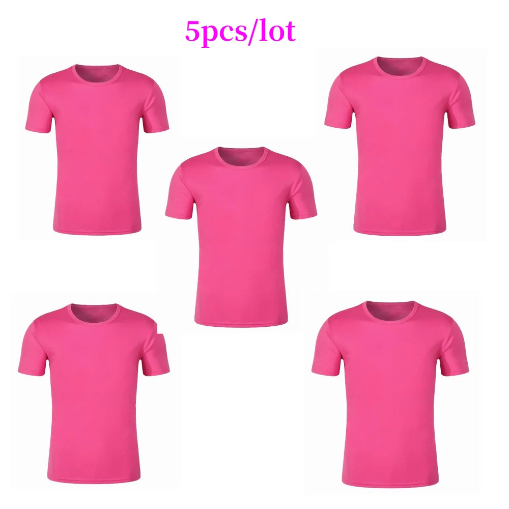 5pcs Quick Dry Clothes Sublimation Mesh Plain Sports T-shirt Adults Polyester Tee Tops For Heat Transfer Print