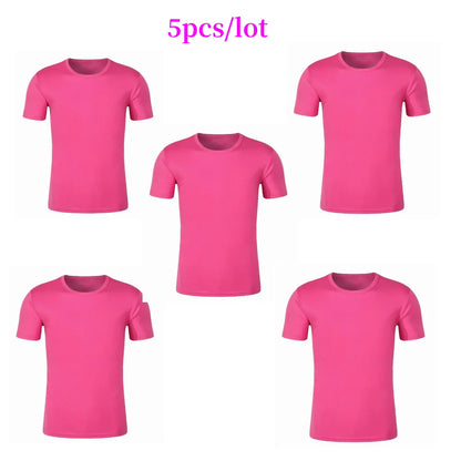 5pcs Quick Dry Clothes Sublimation Mesh Plain Sports T-shirt Adults Polyester Tee Tops For Heat Transfer Print