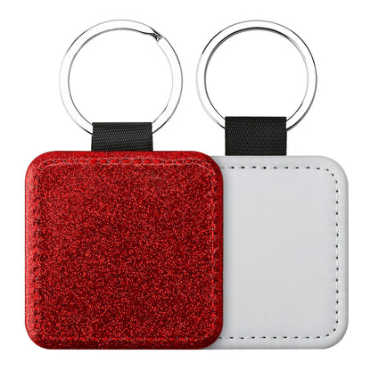 20pcs Sequin Keychain Sublimation Round&Heart&Squre Shapes PU Keychains Keyring DIY Craft Gift for Women Car Bag Accessaries