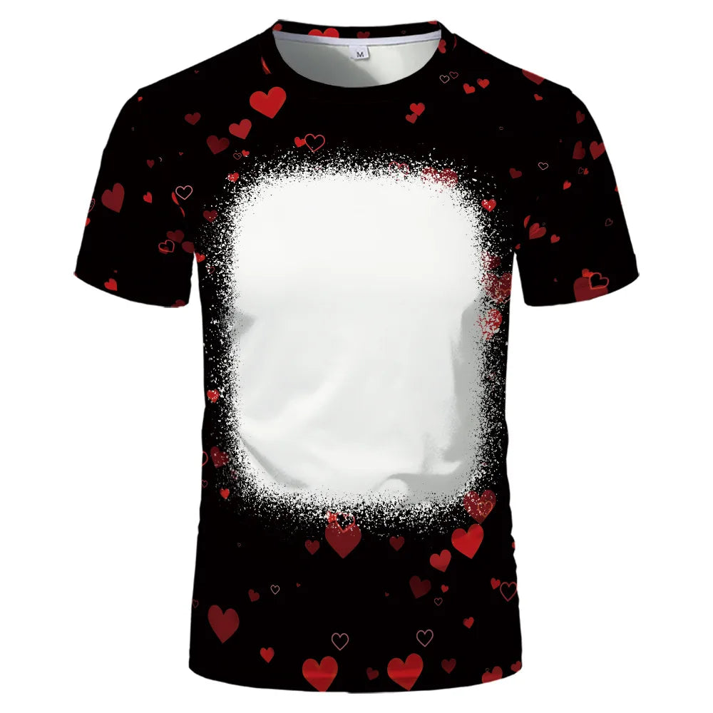 Lovers Fashion Love Summer Short Sleeve Thermal Sublimation Blank Print Love Element Crewneck T-shirt
