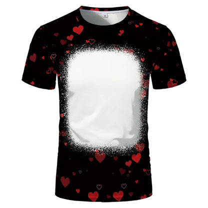 Lovers Fashion Love Summer Short Sleeve Thermal Sublimation Blank Print Love Element Crewneck T-shirt