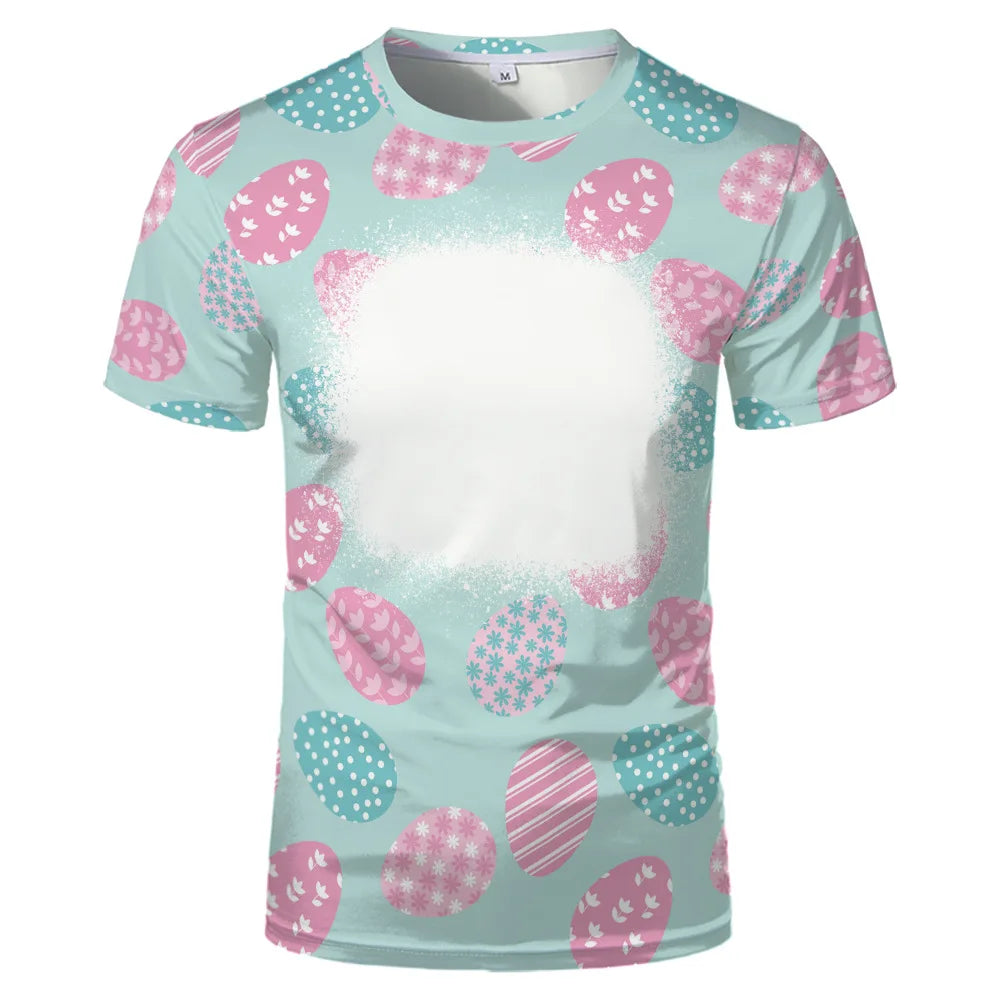 Rabbit Design Tshirt For Easter Cute Child-Parents Family Clothes Tee Tops Sublimation Blank  T-shirts For Heat Transfer Print