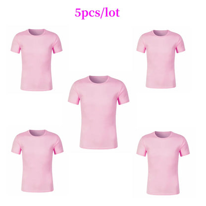 5pcs Quick Dry Clothes Sublimation Mesh Plain Sports T-shirt Adults Polyester Tee Tops For Heat Transfer Print