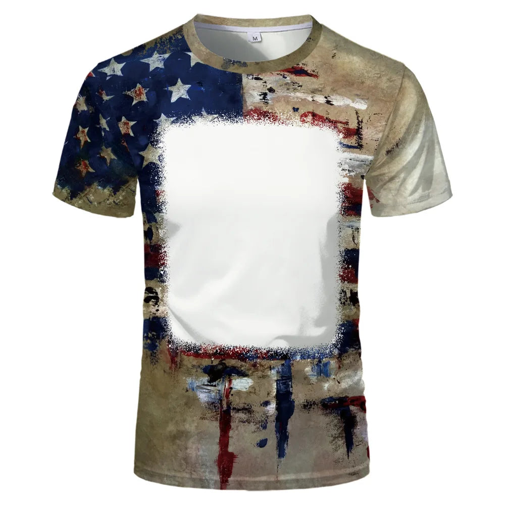 2023 Hot Sell Sublimation Blank Colorful Faux Bleached Polyester T-shirts Man Women Kids Casual Short Sleeve Summer Tops Tee