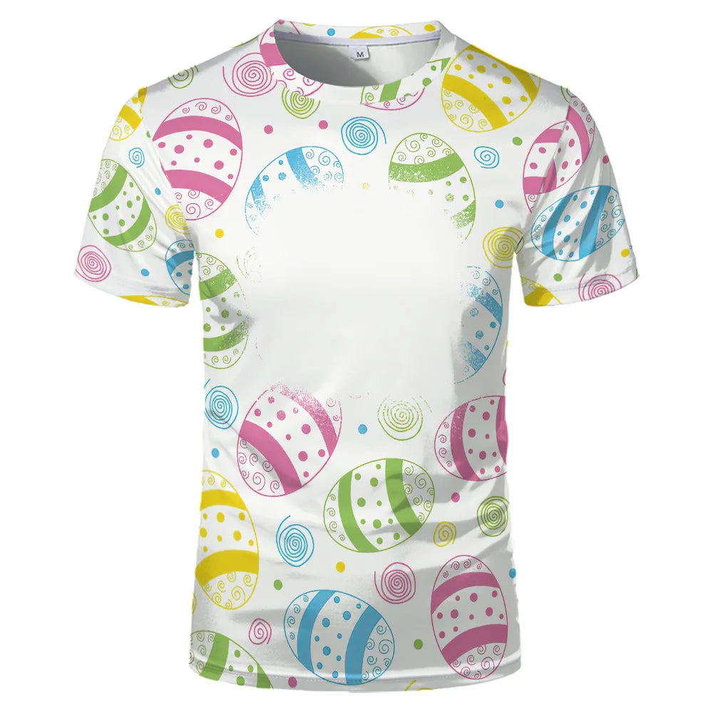 Rabbit Design Tshirt For Easter Cute Child-Parents Family Clothes Tee Tops Sublimation Blank  T-shirts For Heat Transfer Print