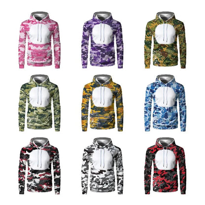 Sublimation Hoodies Fashion Camouflage Print Pullover Sweatshirts Front Blanks Autumn Winter Hoodies For Heat Transfer Print
