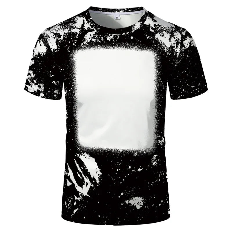 2023 Hot Sell Sublimation Blank Colorful Faux Bleached Polyester T-shirts Man Women Kids Casual Short Sleeve Summer Tops Tee