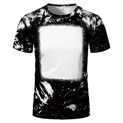 2023 Hot Sell Sublimation Blank Colorful Faux Bleached Polyester T-shirts Man Women Kids Casual Short Sleeve Summer Tops Tee