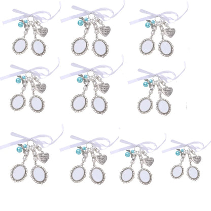 10pcs Bow Shape Pin Brooches 1-3 Oval Insert Pendants Badges Sublimation Metal Wedding Bouquet Brooches For DIY Print Logo Photo
