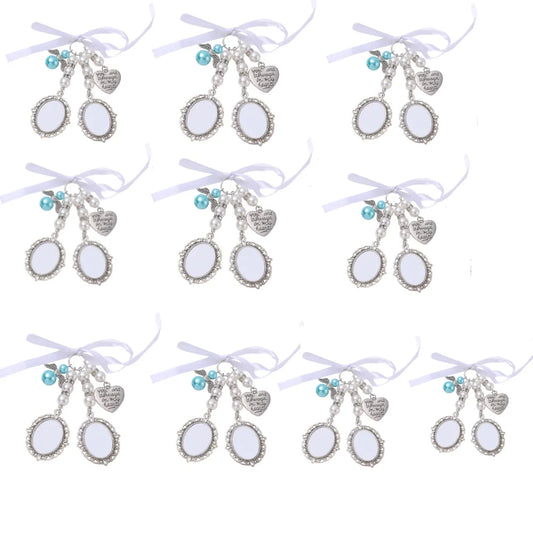 10pcs Bow Shape Pin Brooches 1-3 Oval Insert Pendants Badges Sublimation Metal Wedding Bouquet Brooches For DIY Print Logo Photo