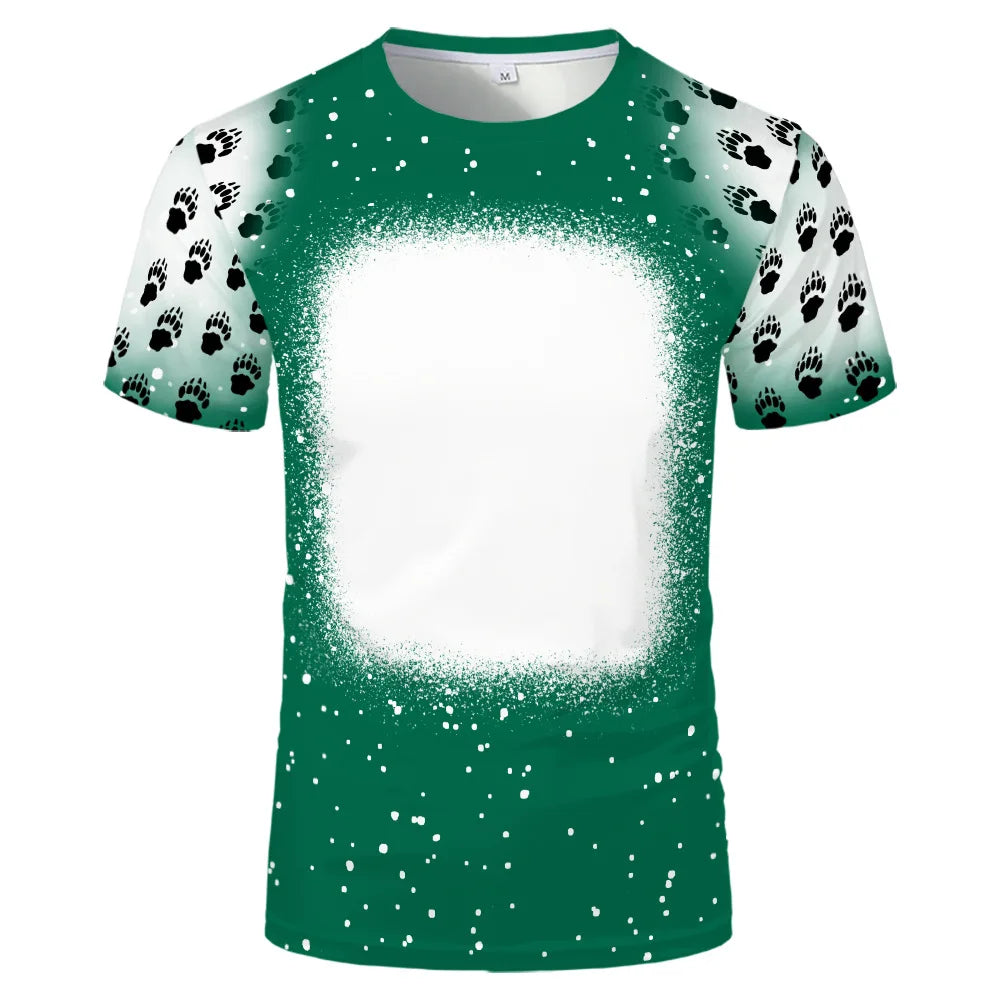 2023 Hot Sell Sublimation Blank Colorful Faux Bleached Polyester T-shirts Man Women Kids Casual Short Sleeve Summer Tops Tee