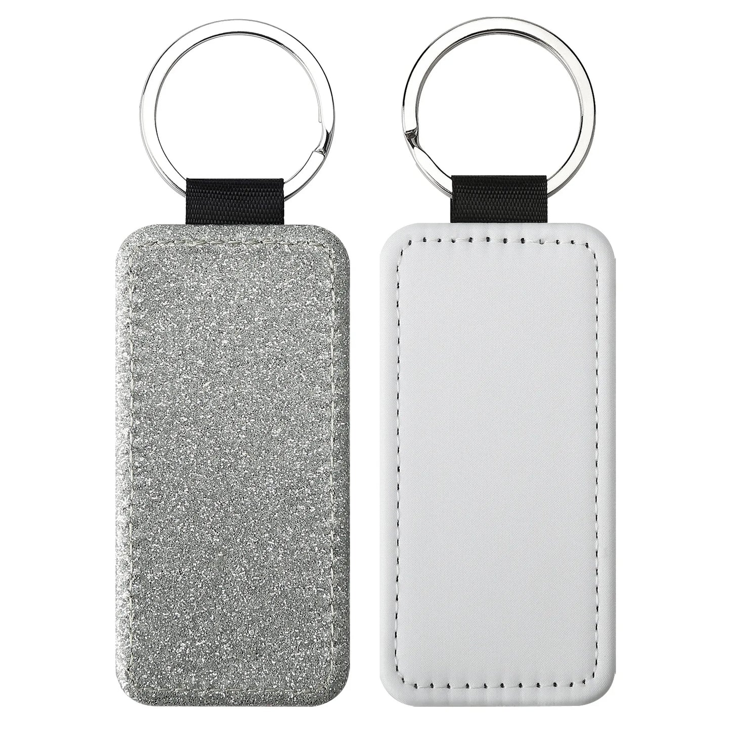 20pcs Sequin Keychain Sublimation Round&Heart&Squre Shapes PU Keychains Keyring DIY Craft Gift for Women Car Bag Accessaries