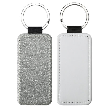 20pcs Sequin Keychain Sublimation Round&Heart&Squre Shapes PU Keychains Keyring DIY Craft Gift for Women Car Bag Accessaries
