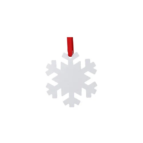20pcs Sublimation Blank Snowflake Star Pendants Red Ribbon Design Xmas Tree Hanging Ornament For Custom Christmas New Year Gift