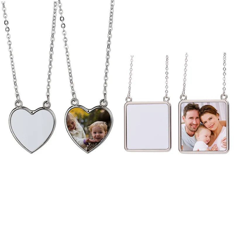 10pcs Angle Wing Pendant Necklace Sublimation Necklaces Heart Pendants Jewelry For Custom Anniversary&Valentine's Day Gift