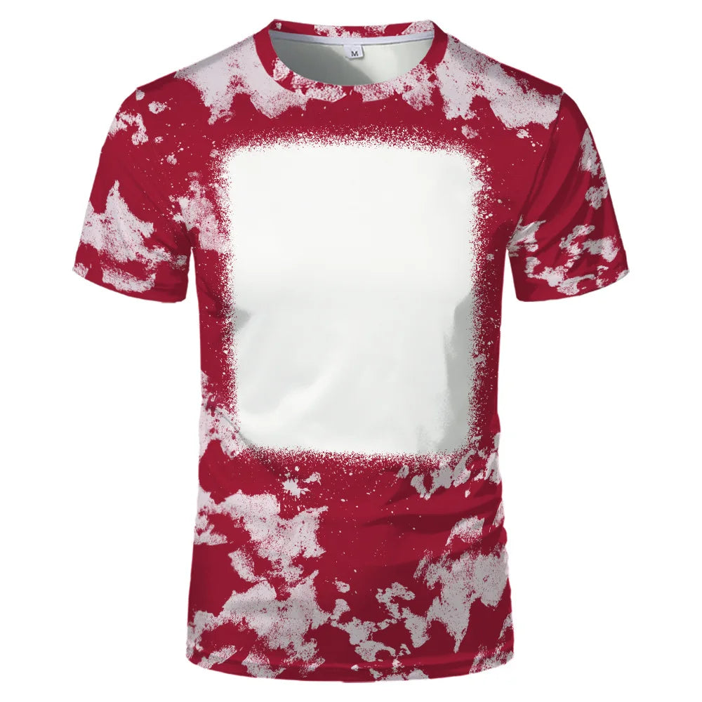 2023 Hot Sell Sublimation Blank Colorful Faux Bleached Polyester T-shirts Man Women Kids Casual Short Sleeve Summer Tops Tee