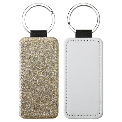 20pcs Sequin Keychain Sublimation Round&Heart&Squre Shapes PU Keychains Keyring DIY Craft Gift for Women Car Bag Accessaries