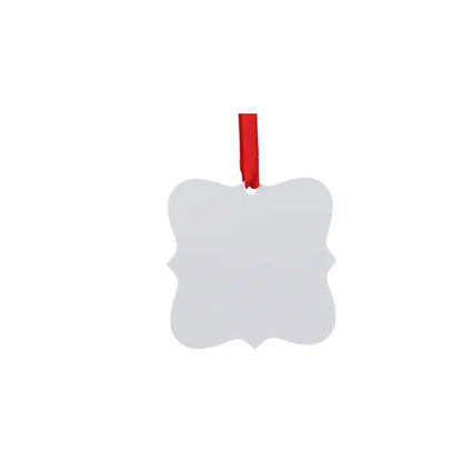 20pcs Sublimation Blank Snowflake Star Pendants Red Ribbon Design Xmas Tree Hanging Ornament For Custom Christmas New Year Gift