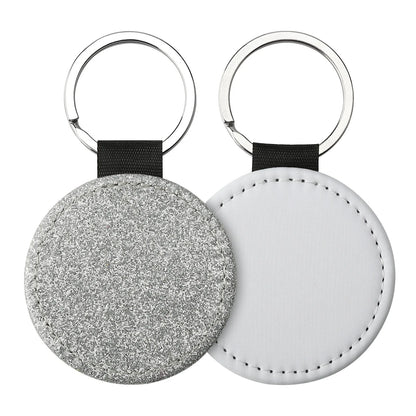20pcs Sequin Keychain Sublimation Round&Heart&Squre Shapes PU Keychains Keyring DIY Craft Gift for Women Car Bag Accessaries