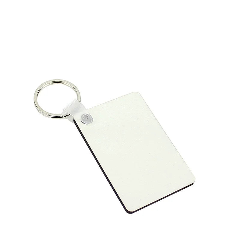 50pcs Sublimation MDF Keychain DIY Sublimation Wooden Thermal Transfer Board Key Rings Printable White Blank MDF Key Ring Keychain