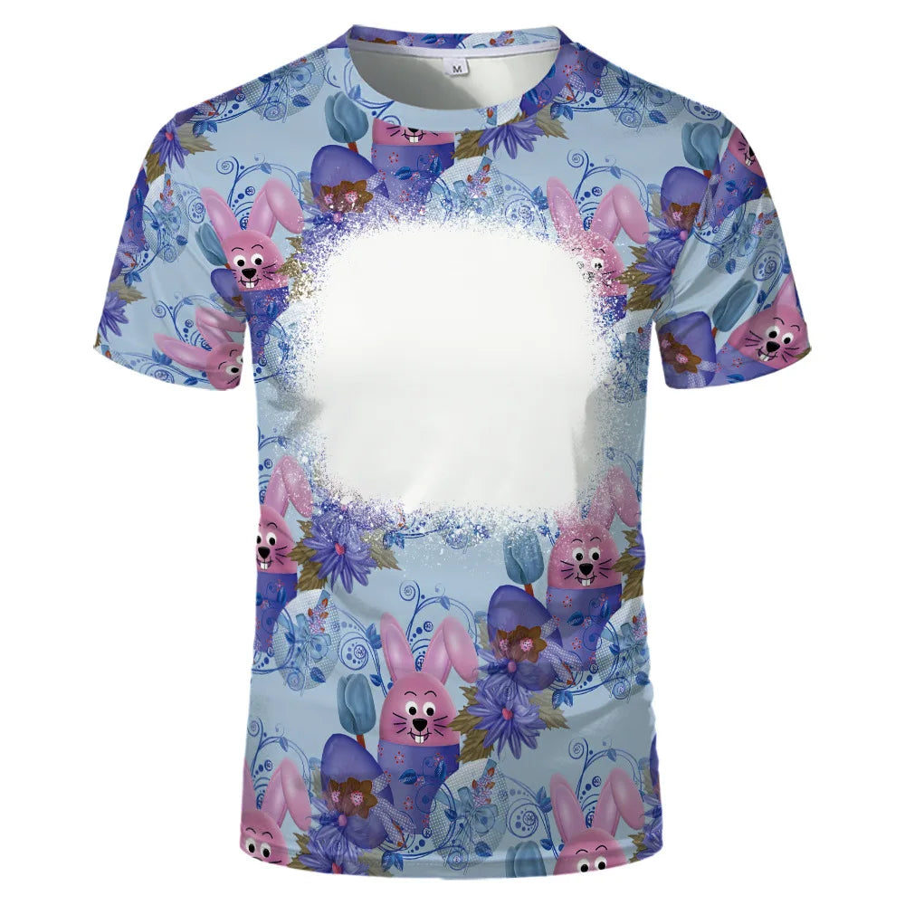Rabbit Design Tshirt For Easter Cute Child-Parents Family Clothes Tee Tops Sublimation Blank  T-shirts For Heat Transfer Print