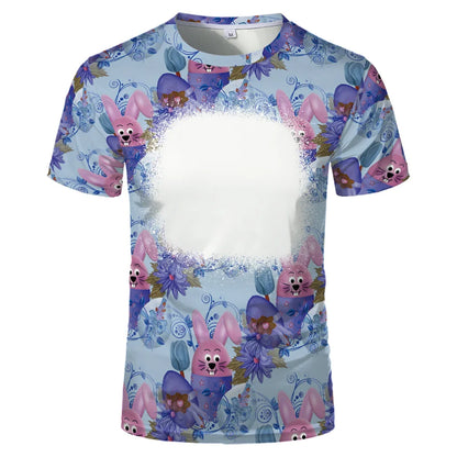 Rabbit Design Tshirt For Easter Cute Child-Parents Family Clothes Tee Tops Sublimation Blank  T-shirts For Heat Transfer Print