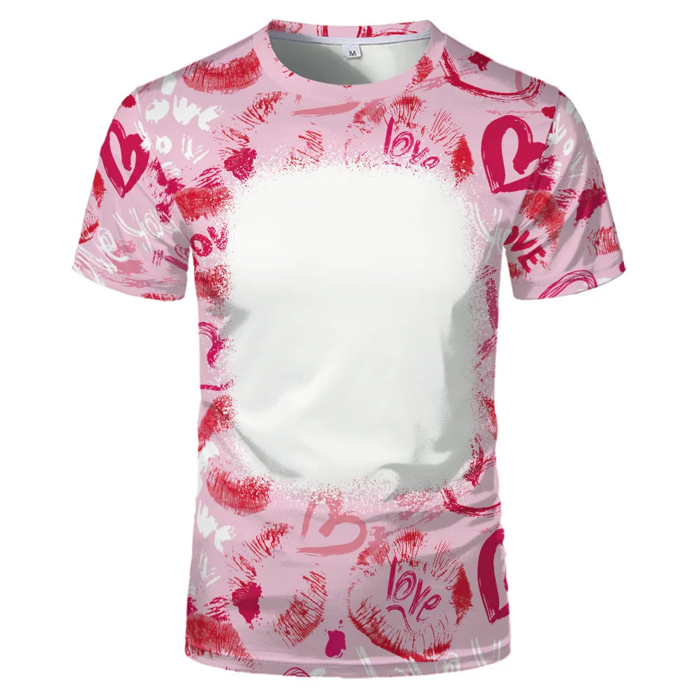 Lovers Fashion Love Summer Short Sleeve Thermal Sublimation Blank Print Love Element Crewneck T-shirt