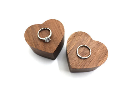 10pcs Heart Shape Walnut Ring Box for Wedding Ceremony Engagement Proposal 2 Slots Earrings Holder Blanks For Laser Engraving Print