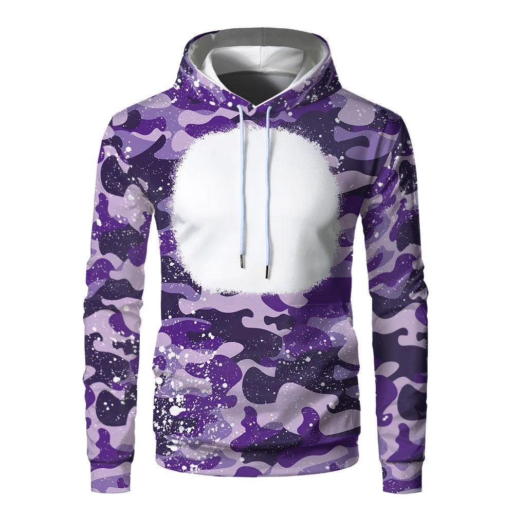 Sublimation Hoodies Fashion Camouflage Print Pullover Sweatshirts Front Blanks Autumn Winter Hoodies For Heat Transfer Print