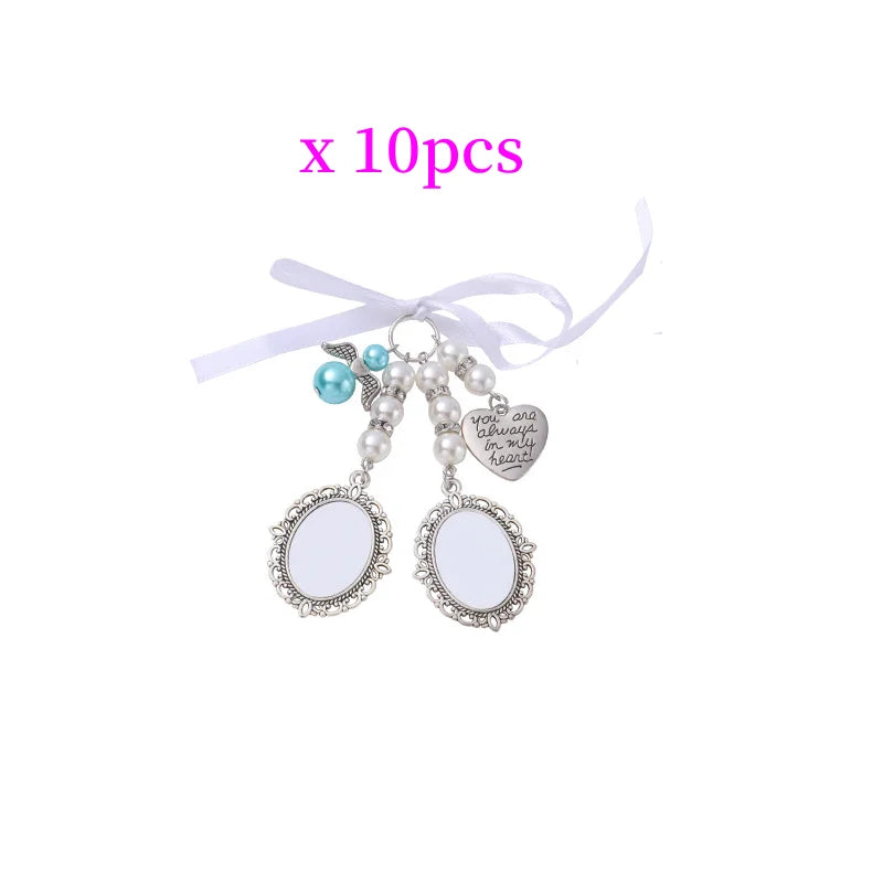 10pcs Bow Shape Pin Brooches 1-3 Oval Insert Pendants Badges Sublimation Metal Wedding Bouquet Brooches For DIY Print Logo Photo
