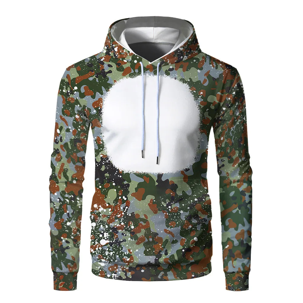 Sublimation Hoodies Fashion Camouflage Print Pullover Sweatshirts Front Blanks Autumn Winter Hoodies For Heat Transfer Print