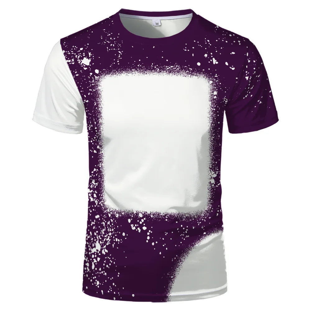 2023 Hot Sell Sublimation Blank Colorful Faux Bleached Polyester T-shirts Man Women Kids Casual Short Sleeve Summer Tops Tee