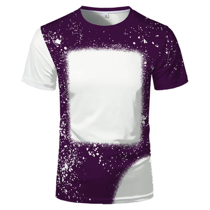 2023 Hot Sell Sublimation Blank Colorful Faux Bleached Polyester T-shirts Man Women Kids Casual Short Sleeve Summer Tops Tee